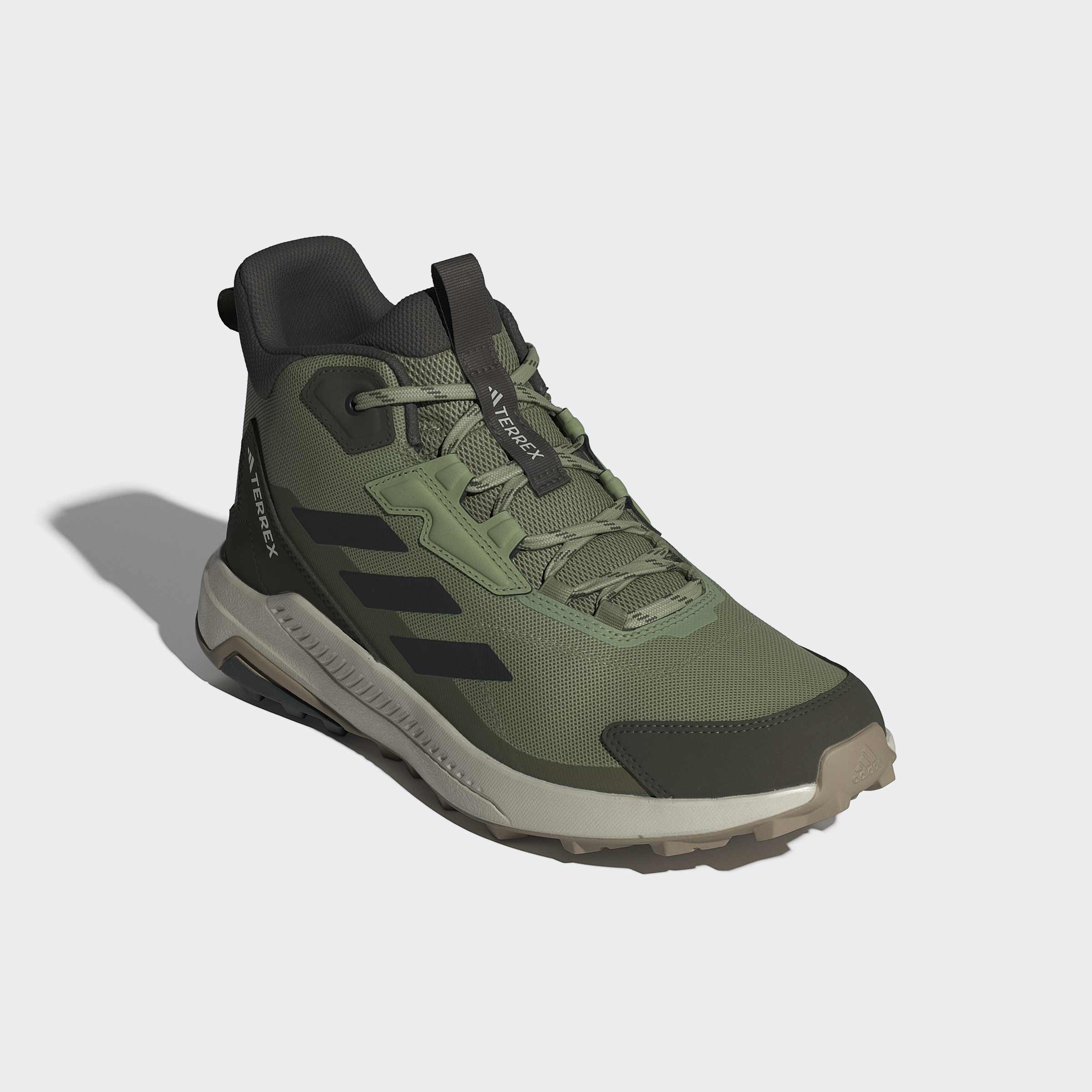Wanderschuh ADIDAS TERREX "TERREX ANYLANDER MID", Damen, Gr. 47, tent grün, core schwarz, olive strata, Textil, Schuhe Wanderschuh