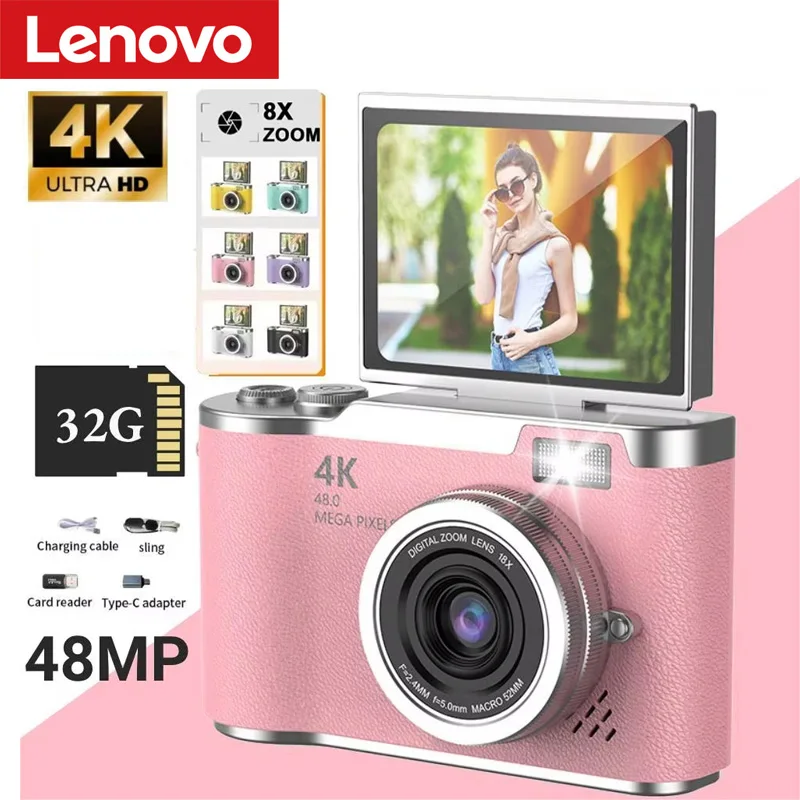 Xiaomi 4k CCD 8X Zoom numérique appareil photo numérique étudiant 48MP appareil photo de photographie numérique Portable 180 ° Caméra selfie à écran rabattable