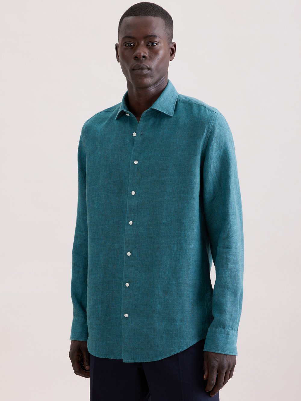Seidensticker Leinenhemd Herren Slim Fit Leinen petrol, 40 Image