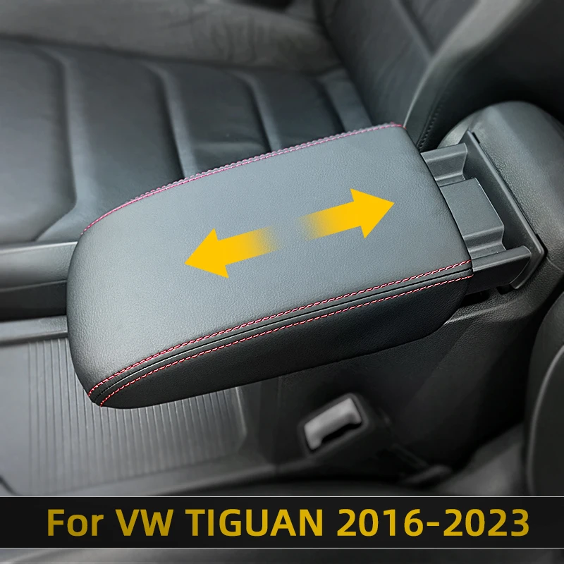 Für Volkswagen VW Tiguan 2023 Zubehör 2017 2018 2019 2020 2021 2022 MK2 Leder Schutzhülle Für Zentrale Armlehne Box Image