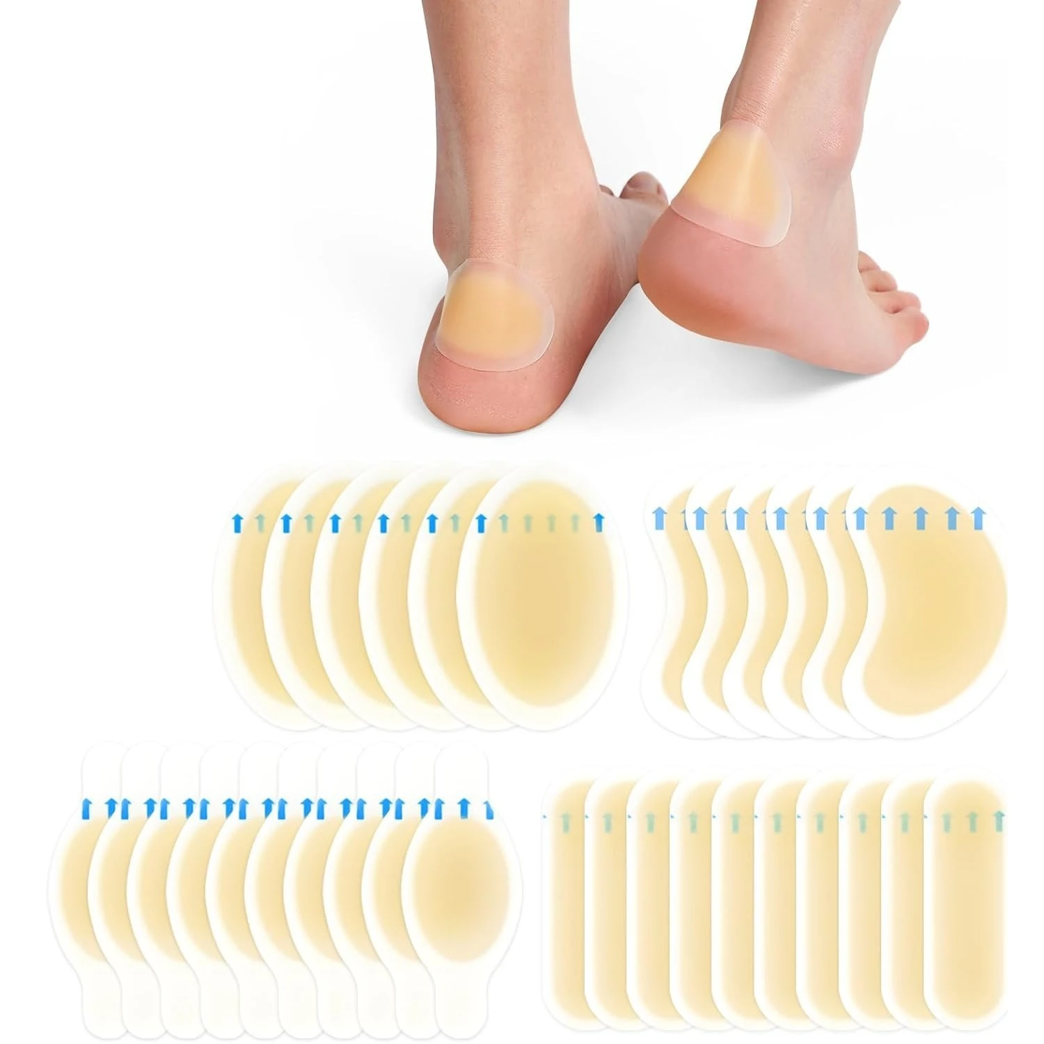 Hydrokolloid-Gel-Blasenverbände, Pads, 10–32 ct, wasserfest, selbstklebend, Blasenverbände, Blasenpolster für Ferse, Fuß, Zehen, Füße Image