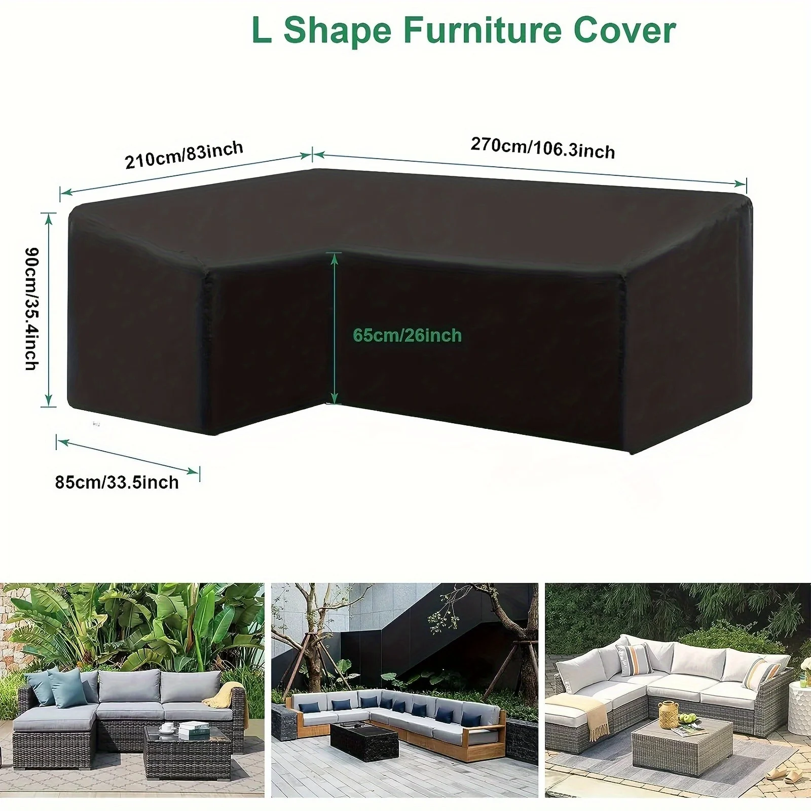 L-förmiger Outdoor-Sofabezug, wind- und UV-beständiger Outdoor-Möbelbezug aus Polyester, Gartenmöbelbezug Image