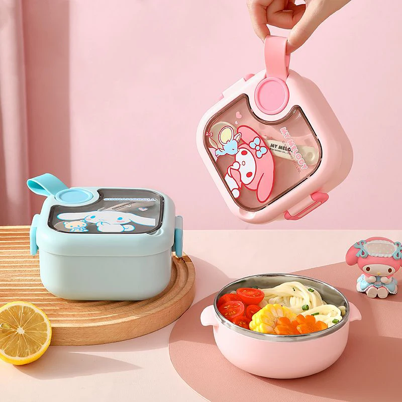 Sanrio Kawaii Cinnamoroll Lunchbox MyMelody Kinder Tragbare Anti-Verbrühungs-Studenten Sichere und gesunde Lunchbox aus Edelstahl Image