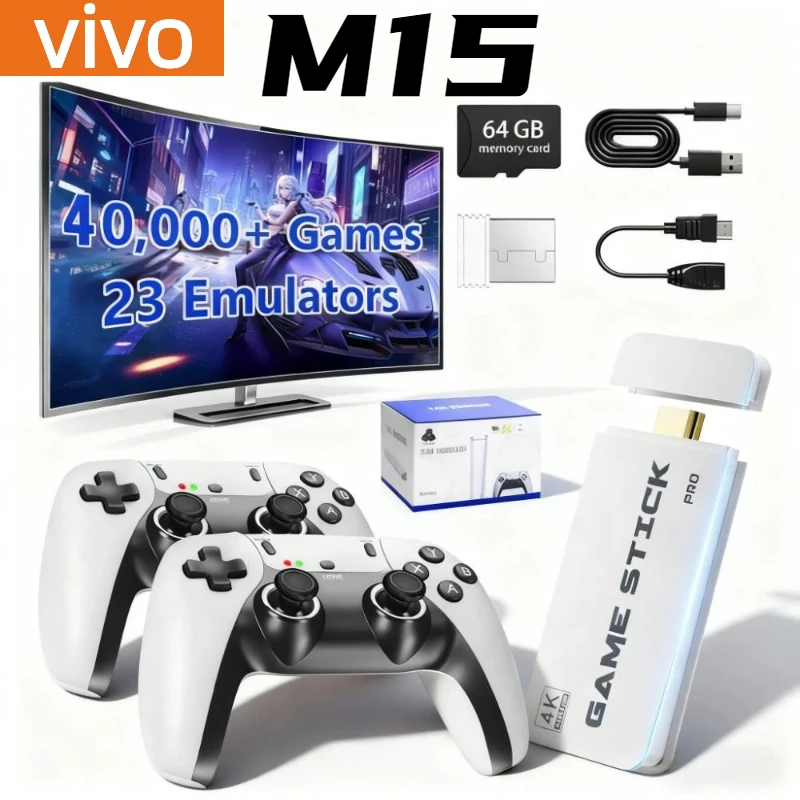 VIVO M15 Mini TV Retro Spielkonsole 2,4G Wireless Dual Controller Game Stick 64GB 20000 Retro Spiele Retro spiel Familie Geschenk Image