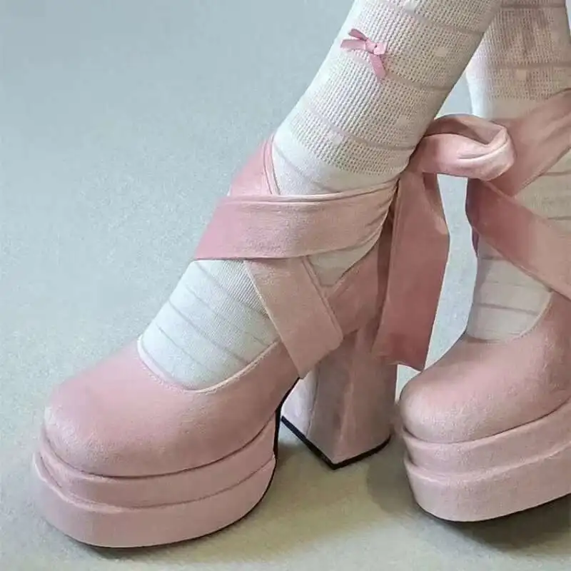 Lolita Stiefel High Heel Schuhe Frühling Herbst Rosa Erhöhte Höhe Mary Sue Lolita Schuhe Für Frauen Keil Sandalen