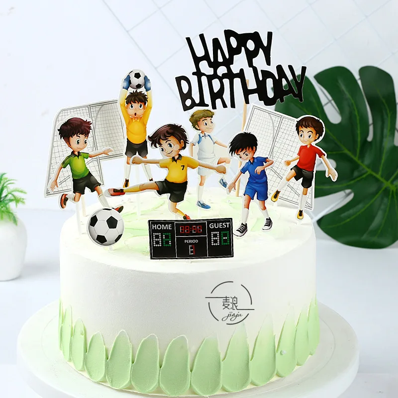 Jungen Sport alles Gute zum Geburtstag Kuchen Topper Fußball Geburtstag Kuchen Dekorationen Flaggen für Jungen Geburtstag Party Kuchen liefert Baby Dusche Image