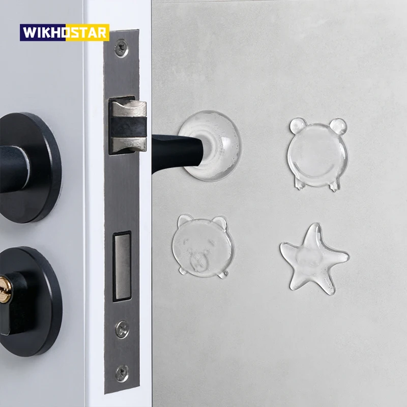 Wikhostar 6 teile/satz tür stopper selbst klebende silikon kautschuk pads türgriff stoßstange schutz stopfen rutsch feste wand schutz Image