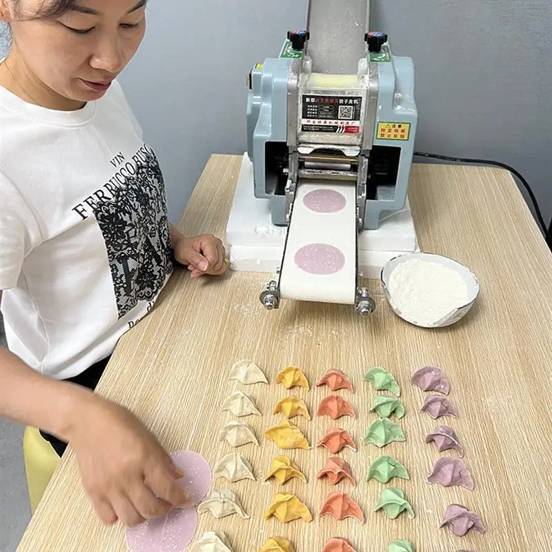 Vollautomatische Knödelhautmaschine, multifunktionale gedämpfte Knödel- und Wonton-Hautmaschine, Nachahmung einer handgefertigten Haut Image