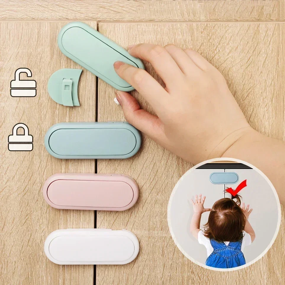 5 stücke kinder Schublade Sicherheit Riegel Schrank Tür Schutz Baby Anti Prise Hand Unsichtbare Schloss Gegenüberliegende Tür Kleiderschrank schloss Image