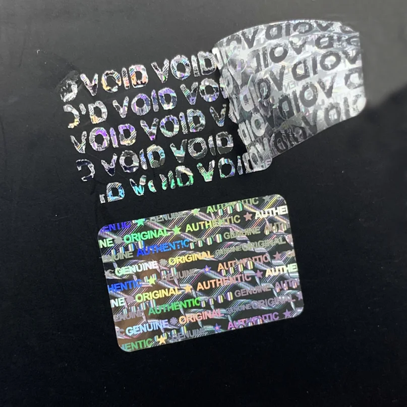 1000 Stück Echte Authentische Holographische Etiketten, Manipulationssichere Aufkleber Sicherheitssiegel VOID-Aufkleber für Geschenkboxen und Verpackungen Image