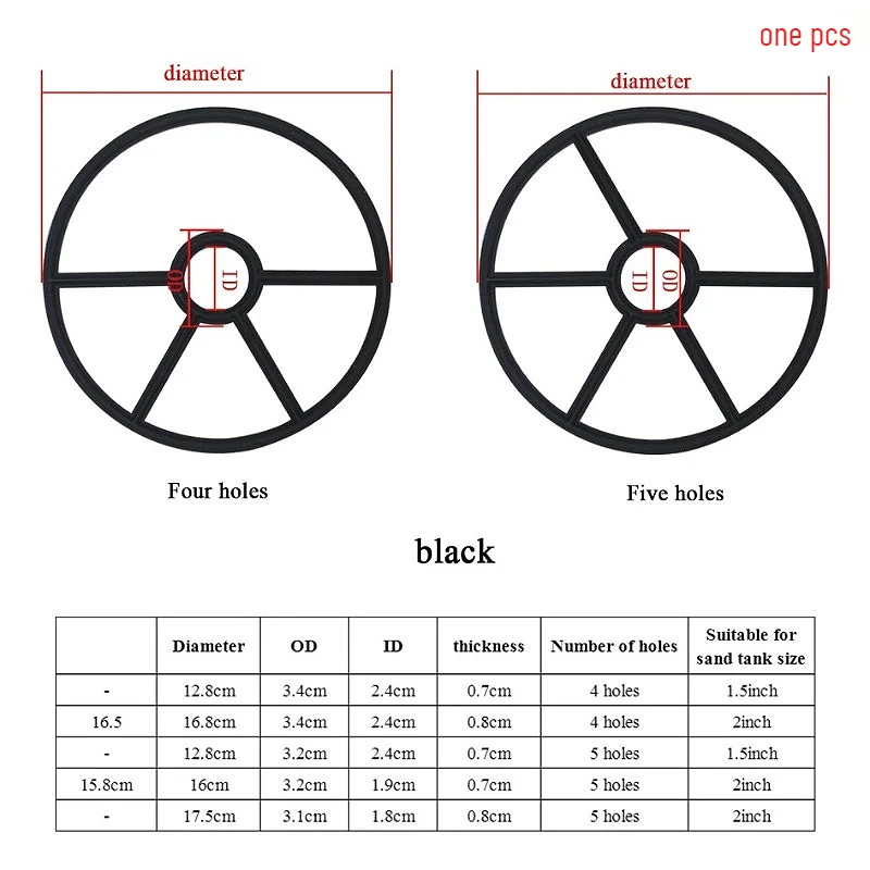 1PCS Spider Dichtung OD12,8-17,5mm für Sand Filter Multi Port Ventil Pool Spa Spider Dichtung Ersatzteile 4/5 löcher Schwarz Image