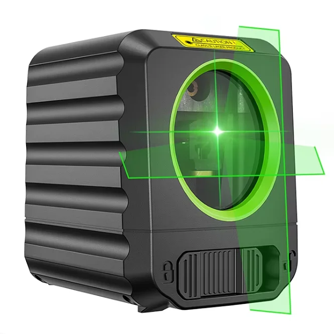Huepar B011G 2-Linien-Laser-Nivelliergerät, selbstnivellierend, vertikaler und horizontaler grüner Strahl, Kreuzlinienlaser, leicht und tragbar Image