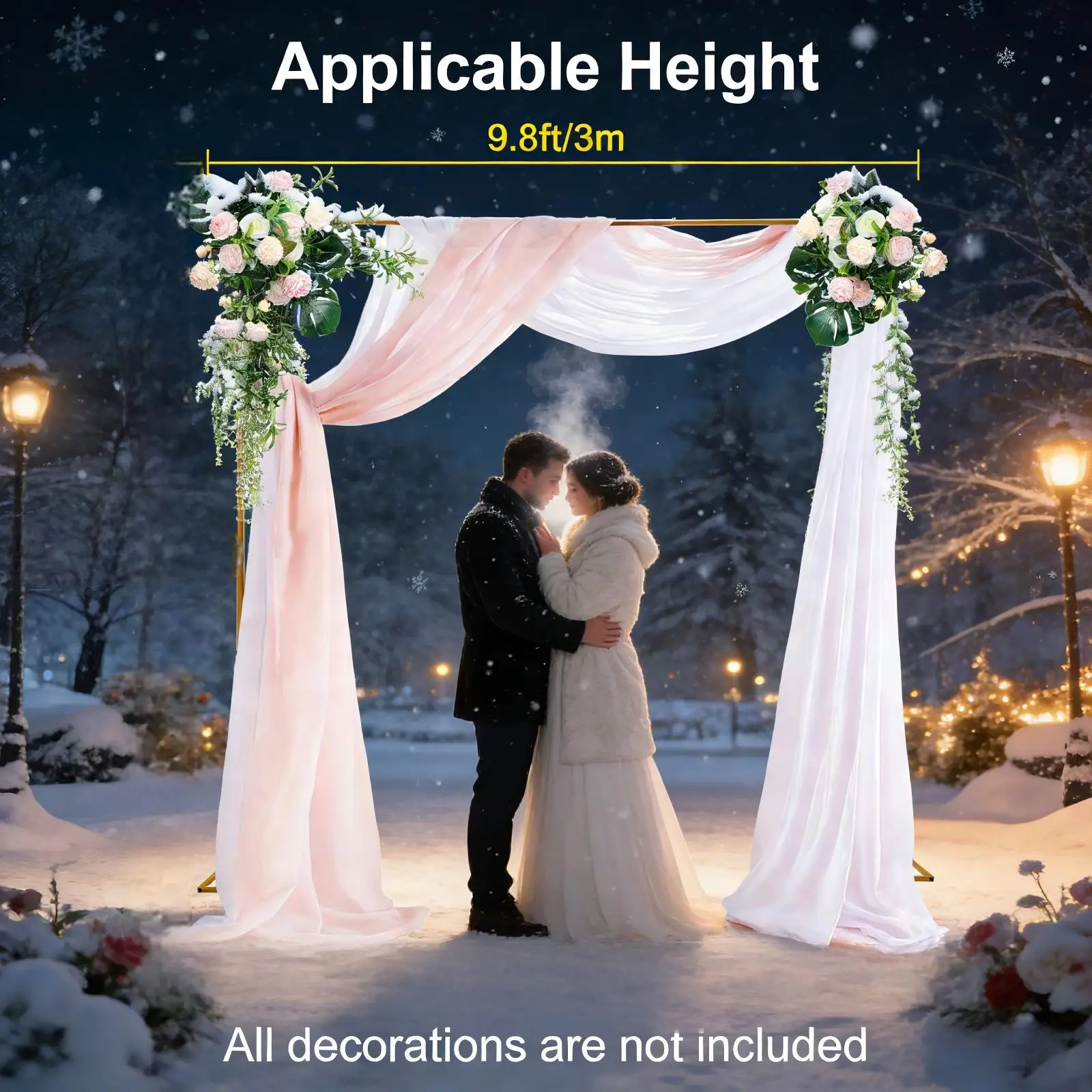 Gold 3 × 3 m Bogen Metall Hochzeitshalterung mit 20 Vierkantrohren Hochzeitsbogenständer mit Basen für Hochzeiten Quinceaneras usw Image