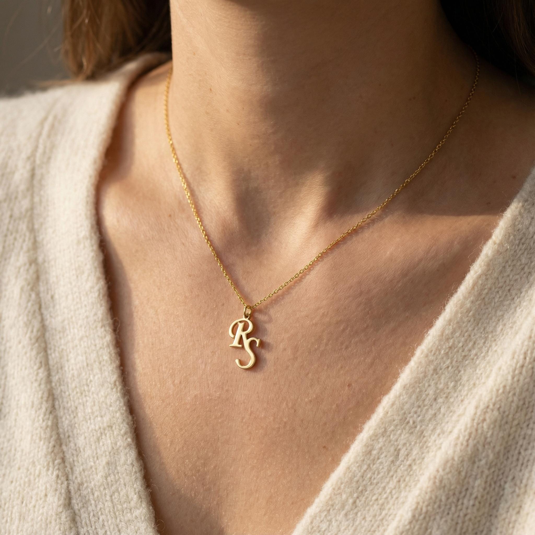 Collana con iniziale personalizzata, collana con due lettere, collana con doppia iniziale personalizzata, collana di coppia per anniversario, regalo d