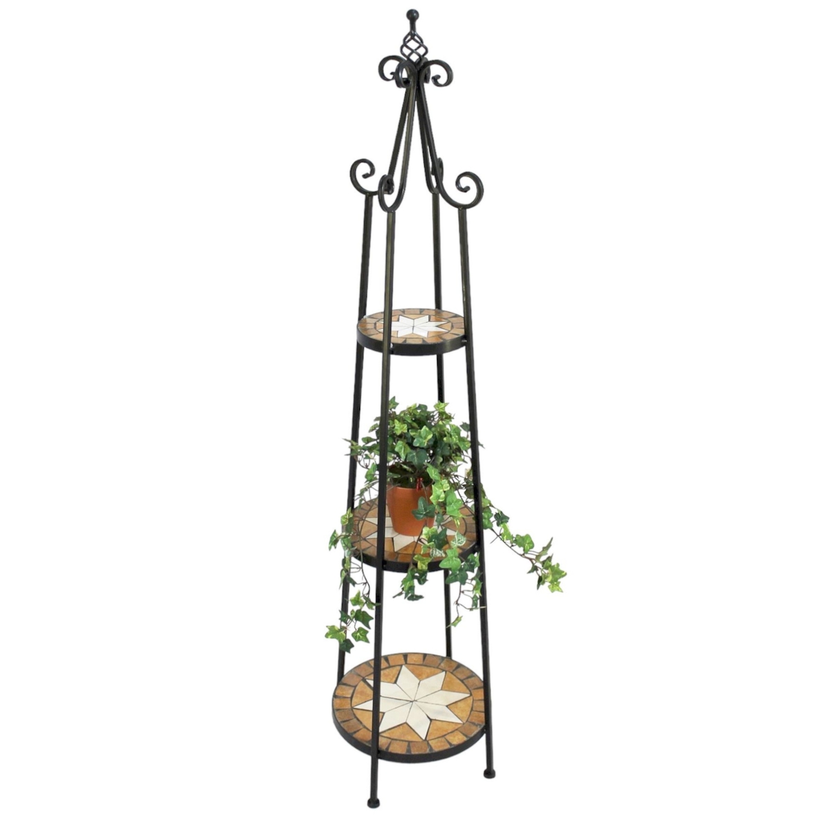 DanDiBo Blumenregal Mosaik Rund 140 cm Blumentreppe 12009 Blumenständer Blumensäule Pflanzenständer Groß Image