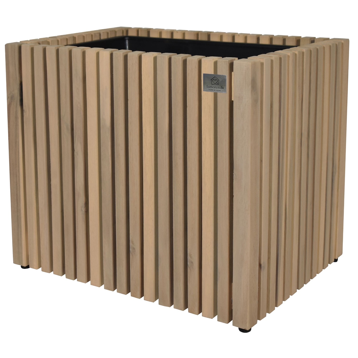 LAMORENDA Pflanzgefäß Akazienholz 48 x 48 x 44 cm Weiß gekalkt Image