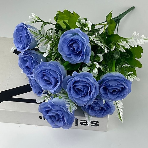 Künstliche Rosen, Seidenrosen-Arrangement für die Wohnzimmerdekoration, Blumengestecke für den TV-Ständer, künstliches Blumen-Mittelstück Image