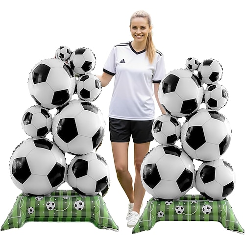 2 Stück Fußballpokal-Ballons für das Fußball-Sommer-Weltmeisterschaftsspiel 2026, 150 cm große, stehende Pokal-Folienballons, Fußballballon für Fußballparty-Dekorationen, Geburtstage, Feiern mit Image