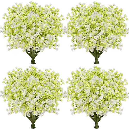 40 Bündel künstliches Schleierkraut, künstliche Schleierkrautblüten in großen Mengen, langstielige künstliche Schleierkrautblüten, künstliches Gypsophila, weiße künstliche Blüten für Image