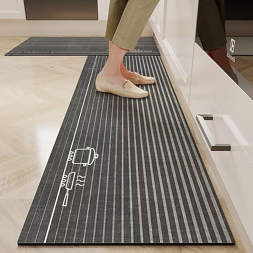 Küchenmatte aus Kieselgur, rutschfest, wasserdicht, öl- und schmutzabweisend, leicht zu reinigen, saugfähig, für Zuhause Image