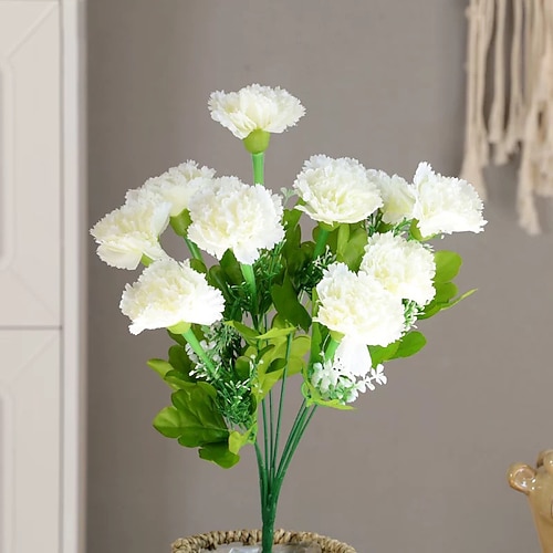 Künstliche Nelke, einstielig, künstliche Nelke für Vasenarrangements, Tischdekoration für Wohnzimmer und Wohnzimmer, künstliches Geschenk zum Lehrertag Image