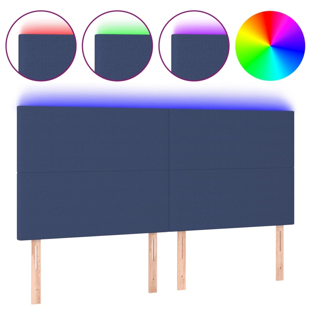 vidaXL LED Kopfteil Blau 200x5x118/128 cm Stoff Image