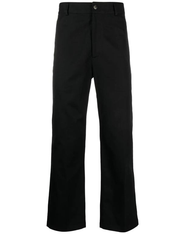 Straight-Leg Cotton Trousers - Black - Acne Pants