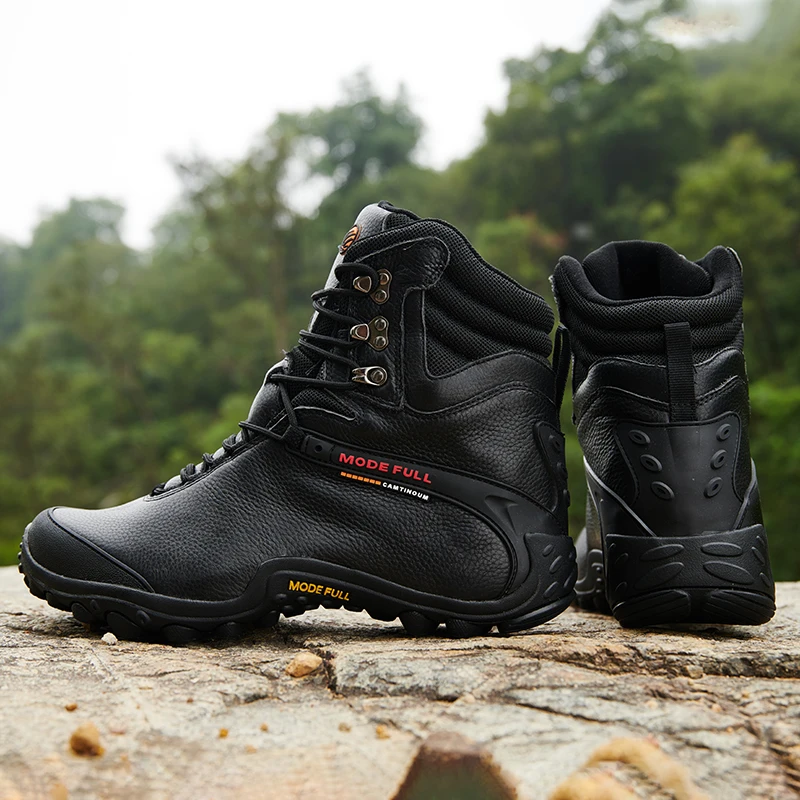 Scarponi da trekking da uomo in pelle di mucca da donna scarpe da neve impermeabili da esterno arrampicata montagna caccia scarpe da ginnastica da passeggio scarpe alla caviglia