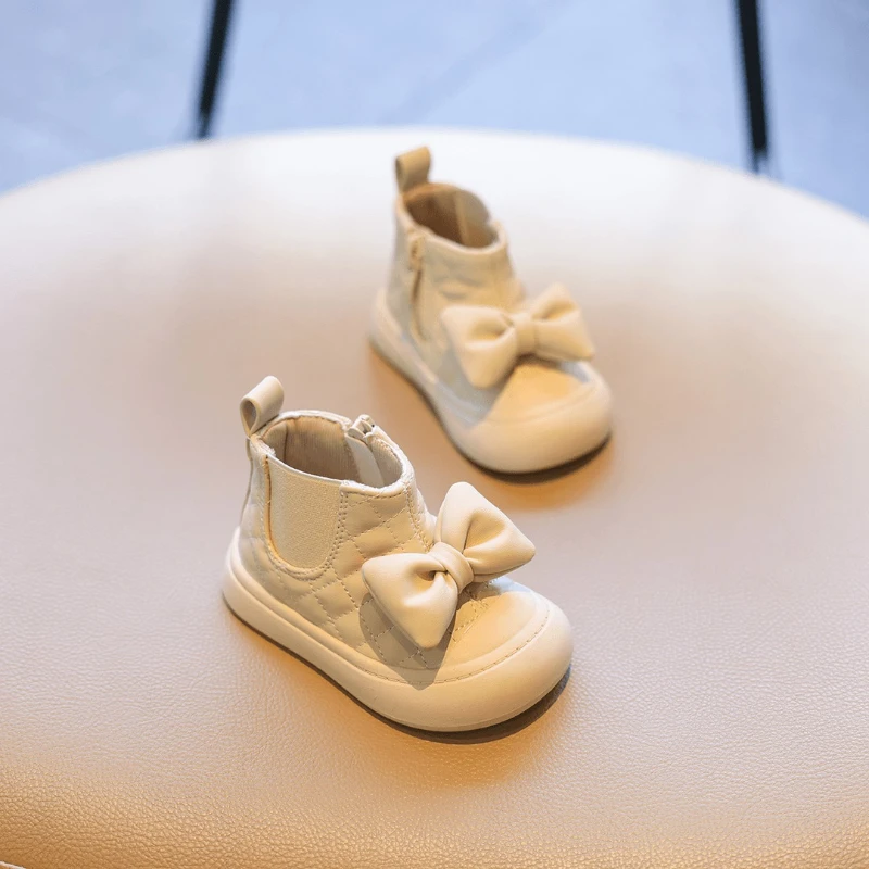 Mädchen Lederstiefel Baby Kinder Mode Schuhe gepolsterte Prinzessin Stiefel weibliche Babyschuhe Herbst Winter süße Kinderschuhe