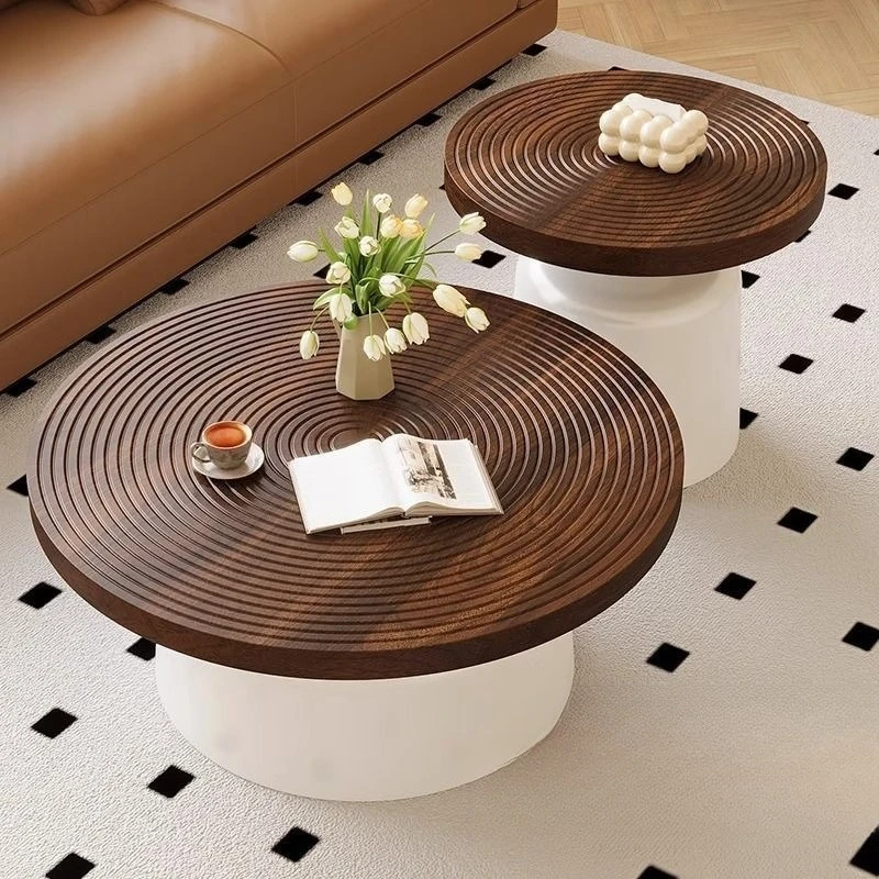 Runder Couchtisch für Wohnzimmer, 2025, neues Zuhause, leichter Luxus, High-End-Couchtisch aus Kohlenstoffstahl, moderne, einfache, kleine Wohnung