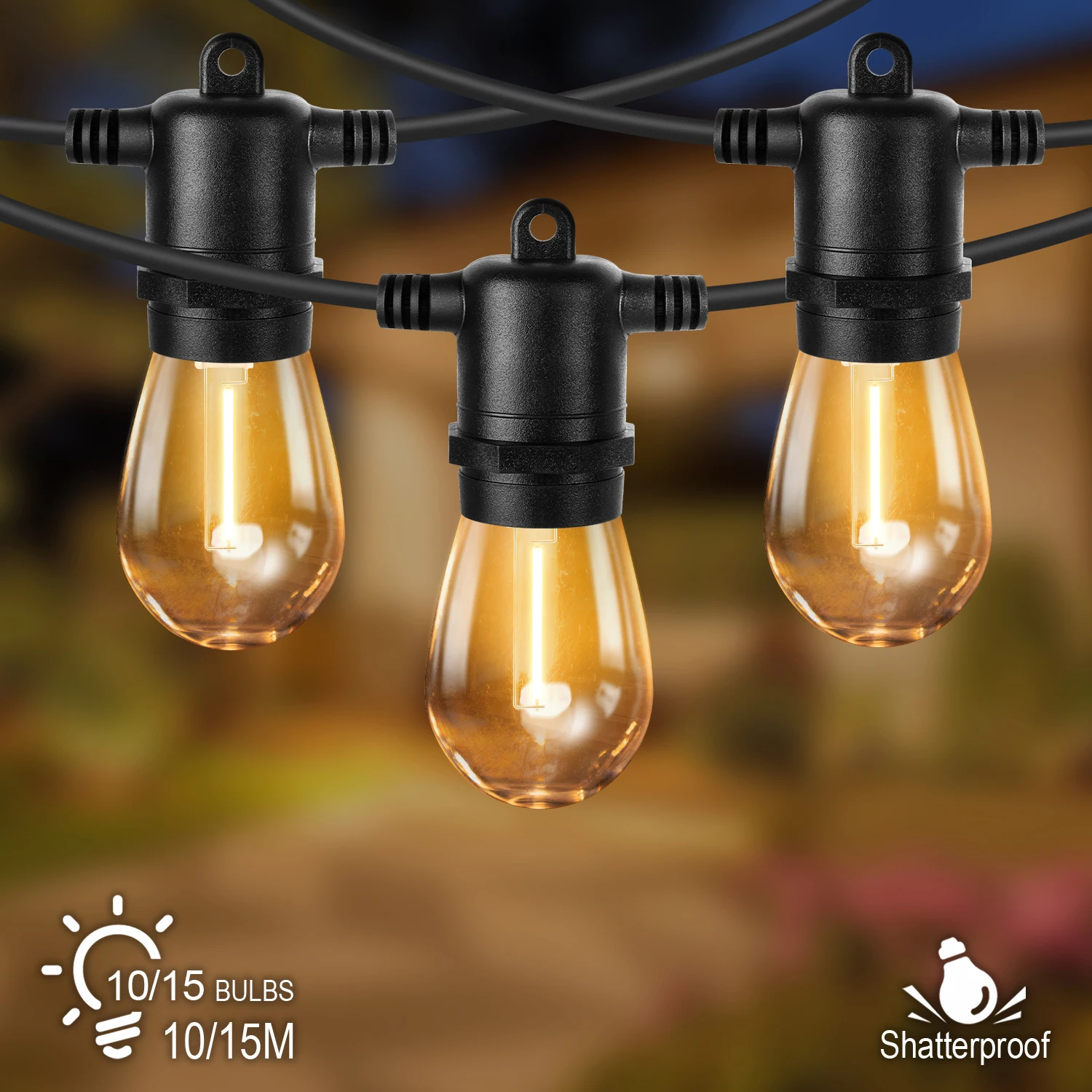 S14 LED-Außenlichterkette, 220 V, EU-Stecker, 1 W, bruchsicher, wasserdicht, Kunststoff, Lichterkette, Geburtstag, Hochzeit, dekorative Lichter Image