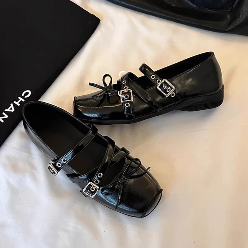 Schuhe Damen Mary Janes Low Heels Pumps Damen 2025, Trend, Lolita, Gothic, Ballerinas, Schwarz, Silber, Partykleid, Damenschuhe im Angebot