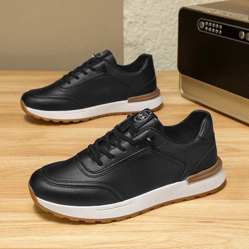 Trendige Herrenschuhe für alle Jahreszeiten, lässige Ledersneaker, koreanischer Stil, modische Laufschuhe, rutschfeste, verschleißfeste Herren-Sportschuhe