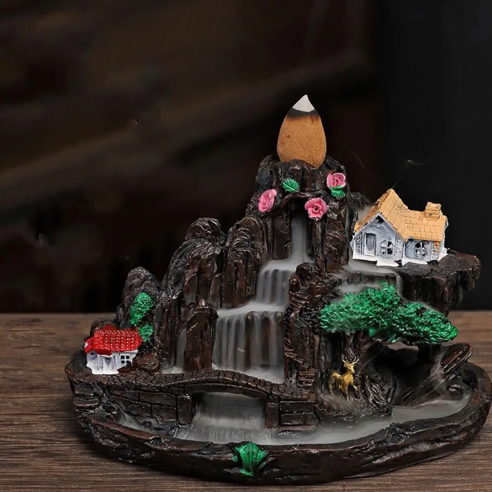 Harz Weihrauch brenner Mini Wasserfall Rauch Duft Fee Berg Weihrauch halter Reinigung Yoga Retro Rückfluss Räucher gefäß Image