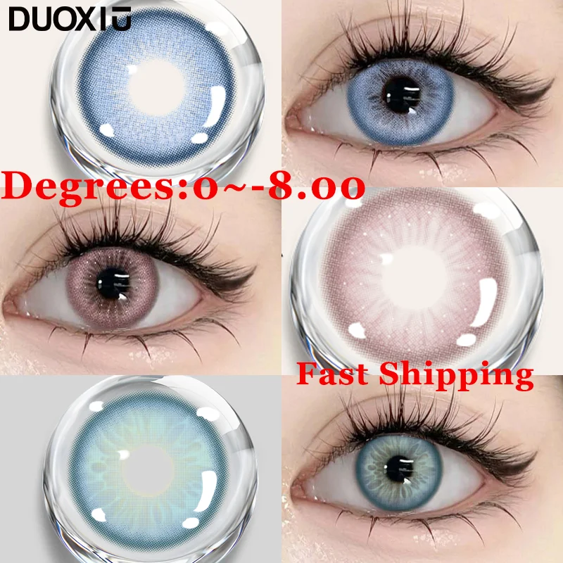 Duoxiu 1 Paar neue Farbe Kontaktlinse Korea Schüler Natur hochwertige kurzsichtige rosa Linse blaue Augen Mode Auge jährlich schnelle Lieferung Image