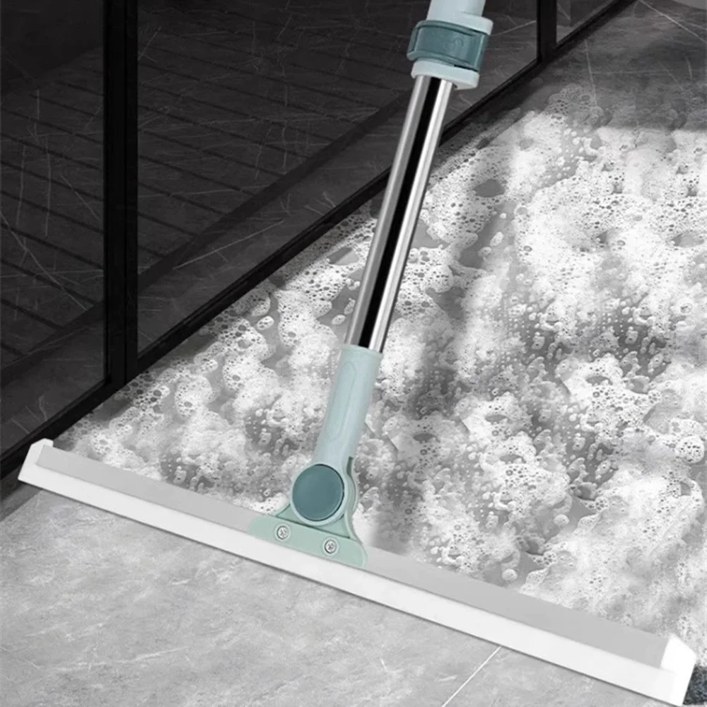 Magische Reinigungsbürste mit verstellbarem langen Griff 180 ° Drehbarer Silikon-Bodenabzieher für das Badezimmer mit Fensterglas im Haushalt Image