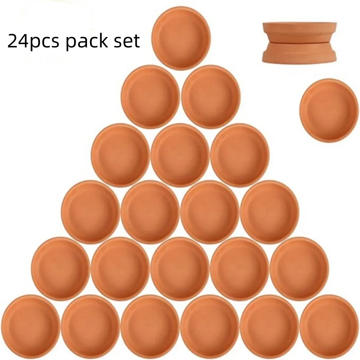 24 Stück kleine Terra Cotta Untertasse Pflanzenschotel Perfekte kleine Tonpflanzenschalen Mini runde Blumentopf Untertassen, für 2/2,5/3 Zoll Topf Image