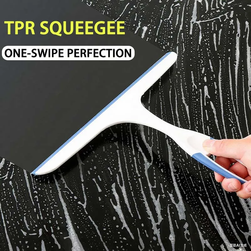 Haushalt langen griff hausarbeit schaber badezimmer fliesen doppelseitige wischer glas wischer platte silikon spiegel defogger Image