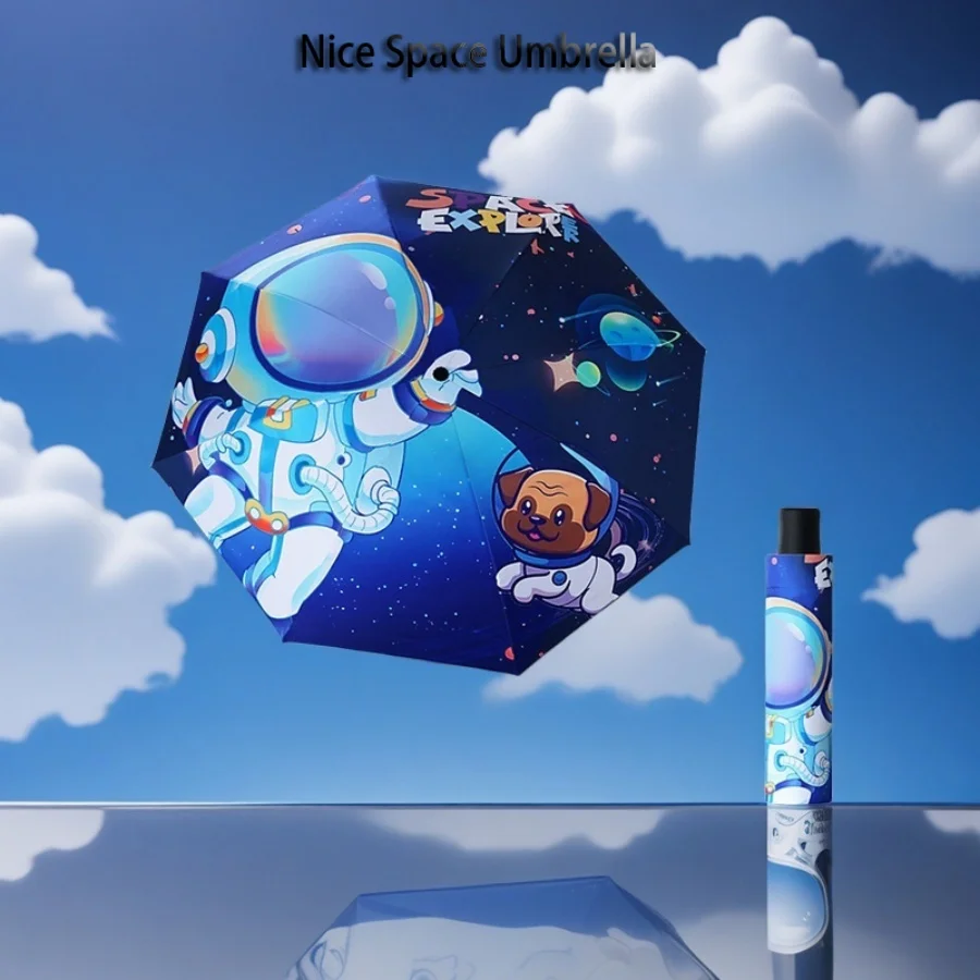 1PC Kinder Cartoon Sonne Und Regen Regenschirm Anti Rebound Winddicht UV Beständig Tragbare Falten Sonnenschirm für Kinder Image