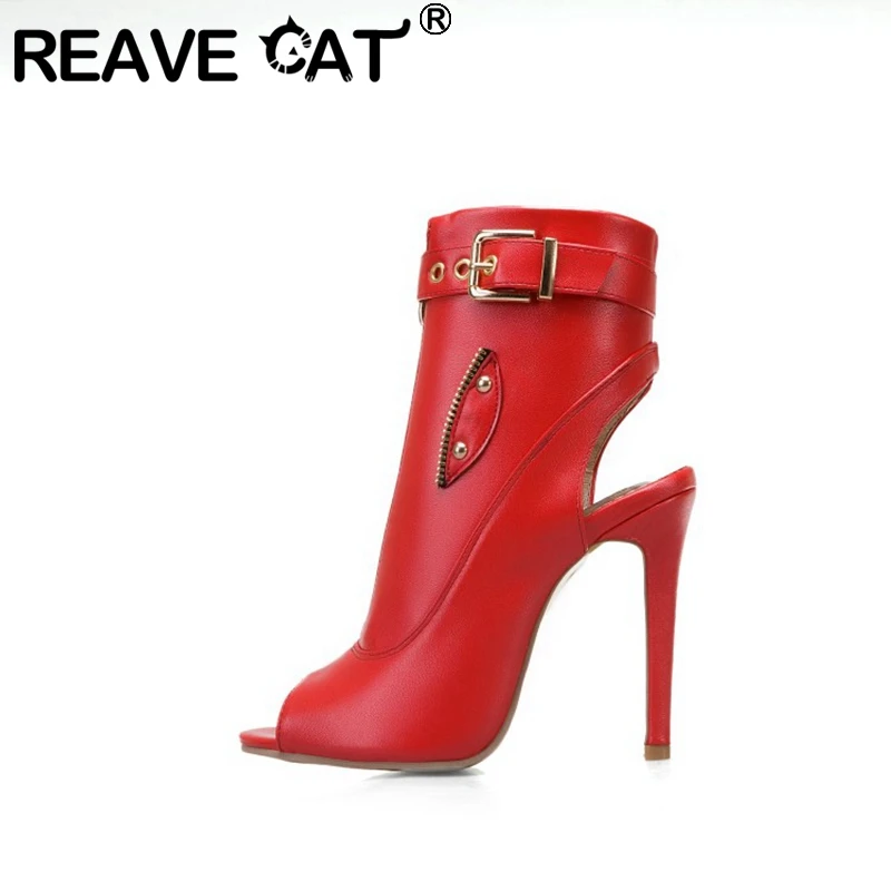 Reave Katze Sommers andalen Stiefeletten Frauen 11cm Stiletto High Heels Schuhe Peep Toe Damen große Größe 34-50 f1505