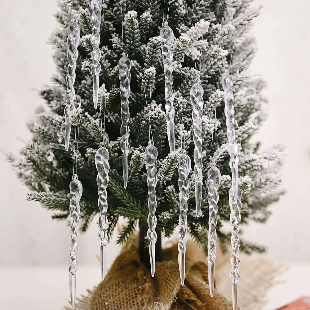 12 stücke Transparent Eis Bar Weihnachten Baum Dekoration Acryl Anhänger Festival Party Liefert Weihnachten DIY Dekoration Foto Requisiten Image