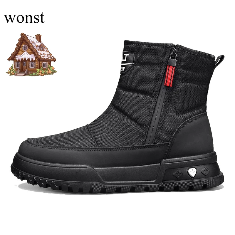 Wonst Herren-Winterstiefel, wasserdicht, isoliert, warm, innen, bequem, Outdoor-Schneestiefel, Winterstiefel für Herren und Damen, Baumwollschuhe Image