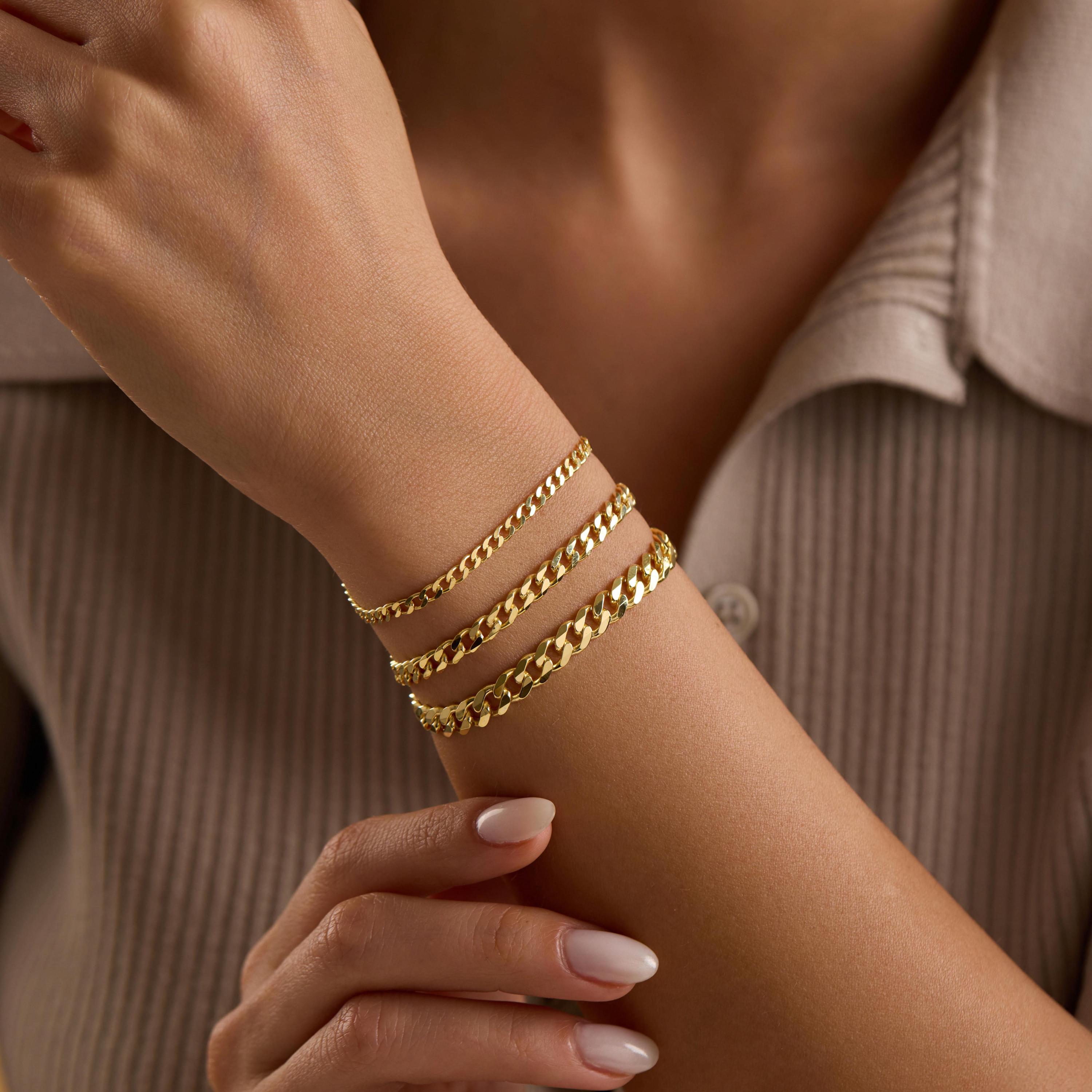 Bracciale a catena a maglie larghe, delicato bracciale a maglie larghe in oro e argento, gioielli minimalisti per tutti i giorni, catena, catene a mag