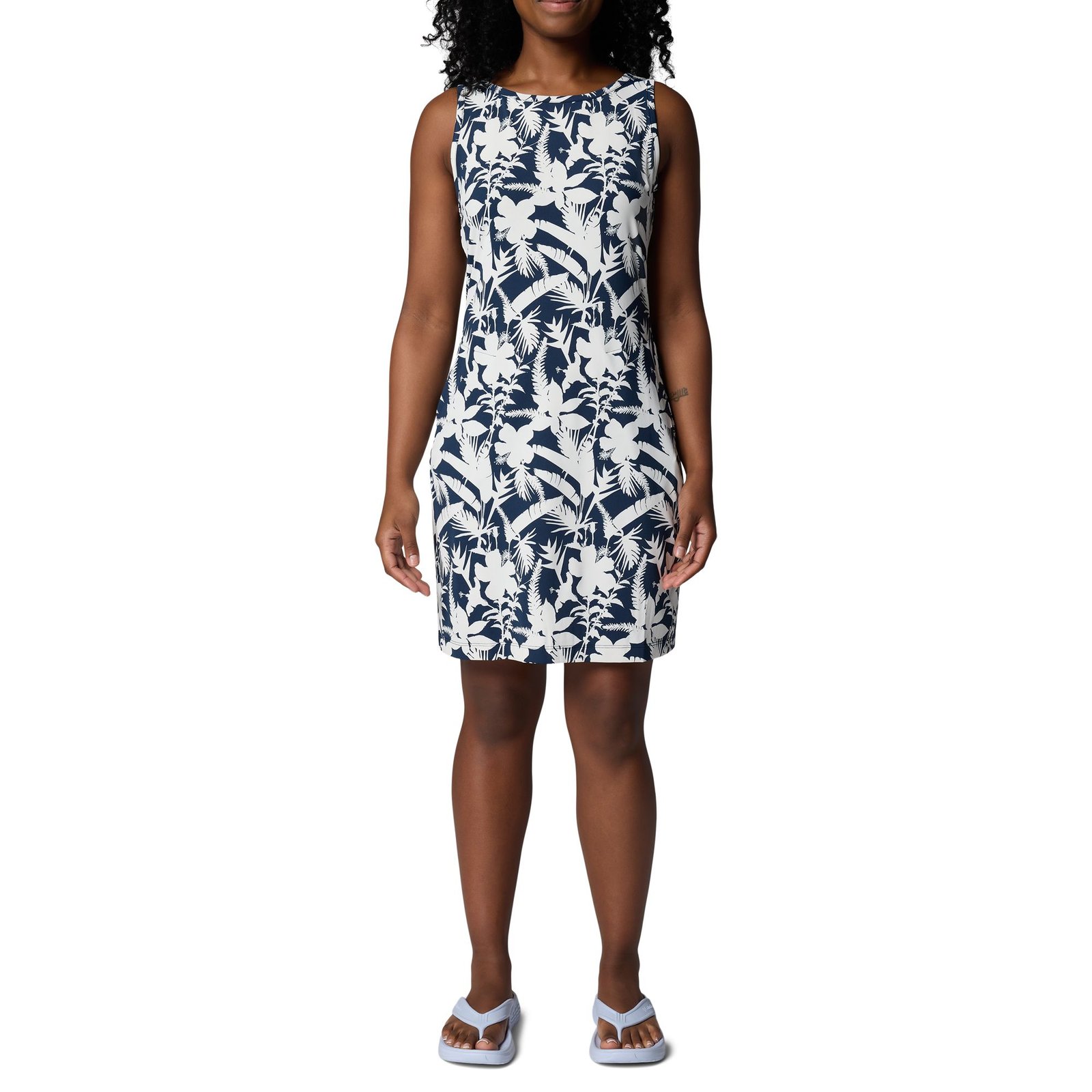 Columbia Women's Chill River Printed Dress (Size 1X) Everblue, Elastine,Polyester