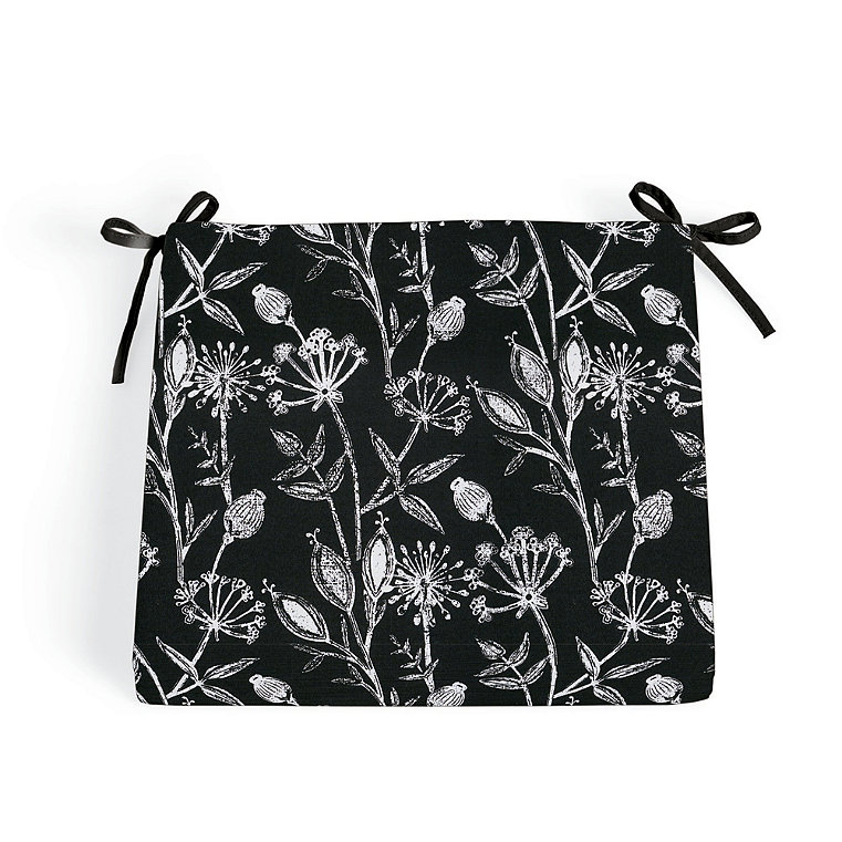 21" X 19" Replacement Seat Cushion - Knife-Edge, Knife Edge/Poppy Garden Black - Grandin Road