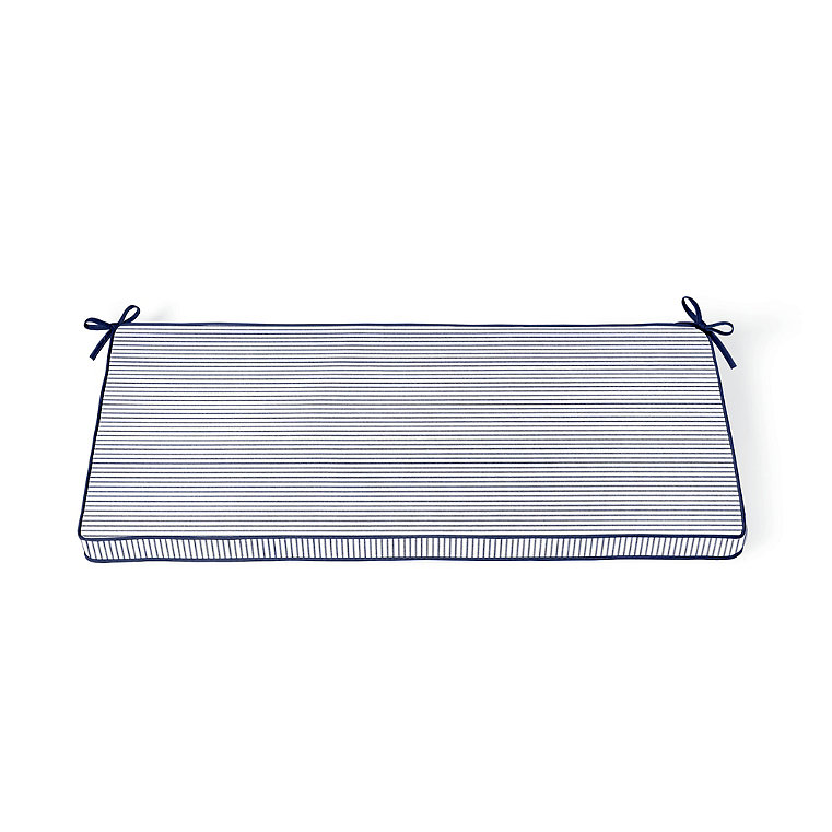 48" X 18" Replacement Bench Cushion - Piped, Piped/Ticking Stripe Neptune - Grandin Road