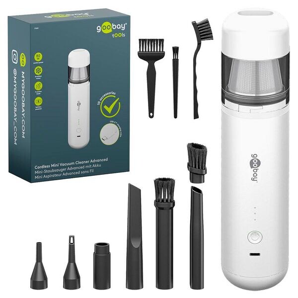 goobay Mini-Akku-Staubsauger »Advanced 77828, 80W« weiß, 6.5x27.5x6.5 cm Image