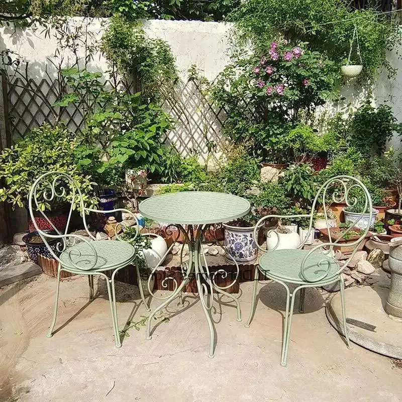 Ensemble de meubles de Patio en plein air en fer européen, ensemble d'extérieur pour la maison, ensembles de meubles de jardin, balcon minimaliste, ensemble Table et chaise d'extérieur