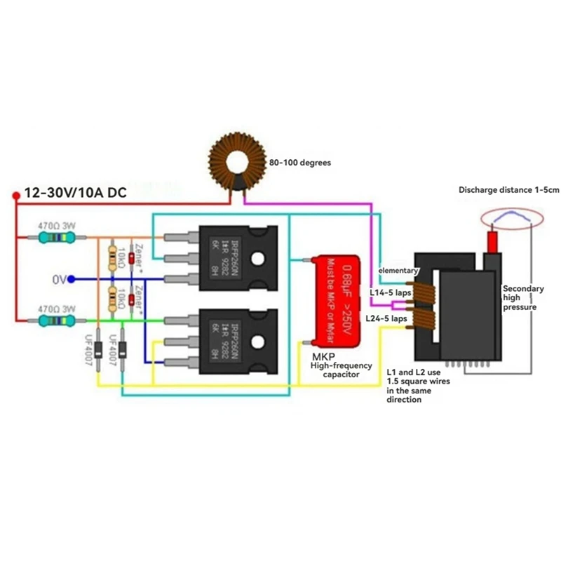 Modulo scheda di azionamento ZVS DC 12-30V con bobina Scheda driver bobina ZVS Scheda di azionamento ad alta tensione per generatore SGTC/Marx-TCES