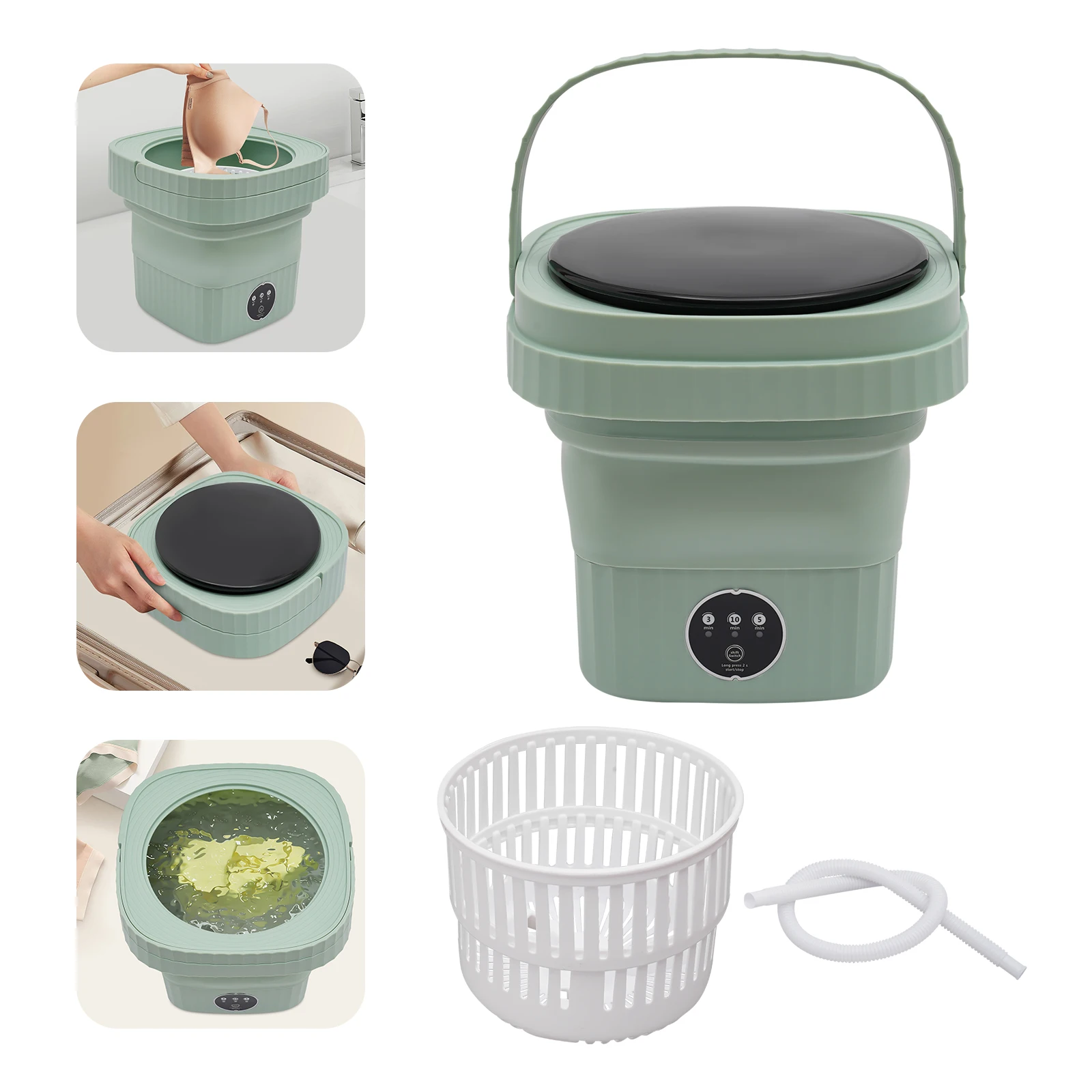 Mini Machine à laver Portable pliable 6L plateau à linge Machine à laver compacte pour chaussettes sous-vêtements Camping Machine à laver Mobile